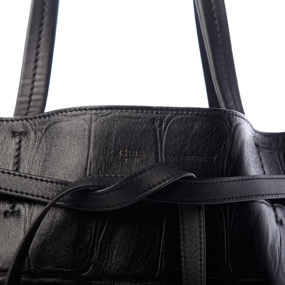 Celine Crocodile Embossed Calfskin Medium Belt Cabas Phantom Black 9 of 9