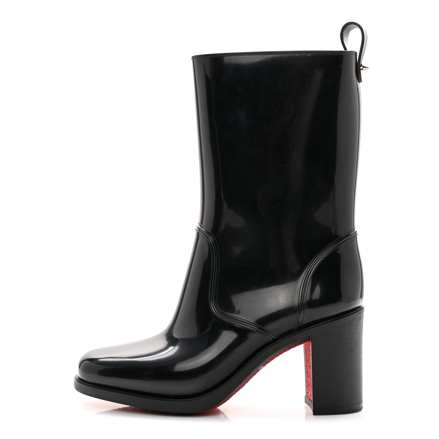Recycled PVC Calfskin Loubirain 70 Boots 36 Black