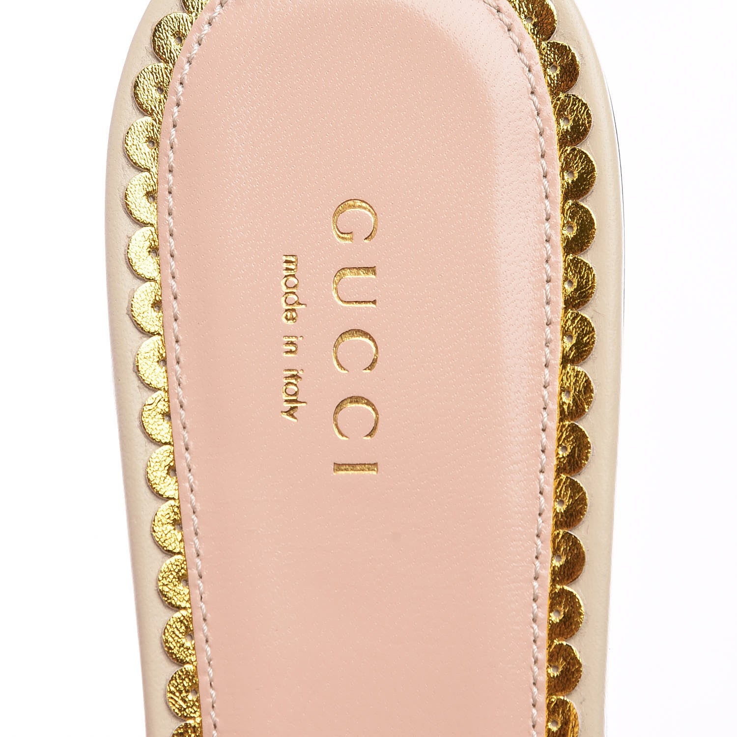 Gucci Nappa Queen Margaret Flat Slide Sandals 38.5 Vintage White 7 of 8