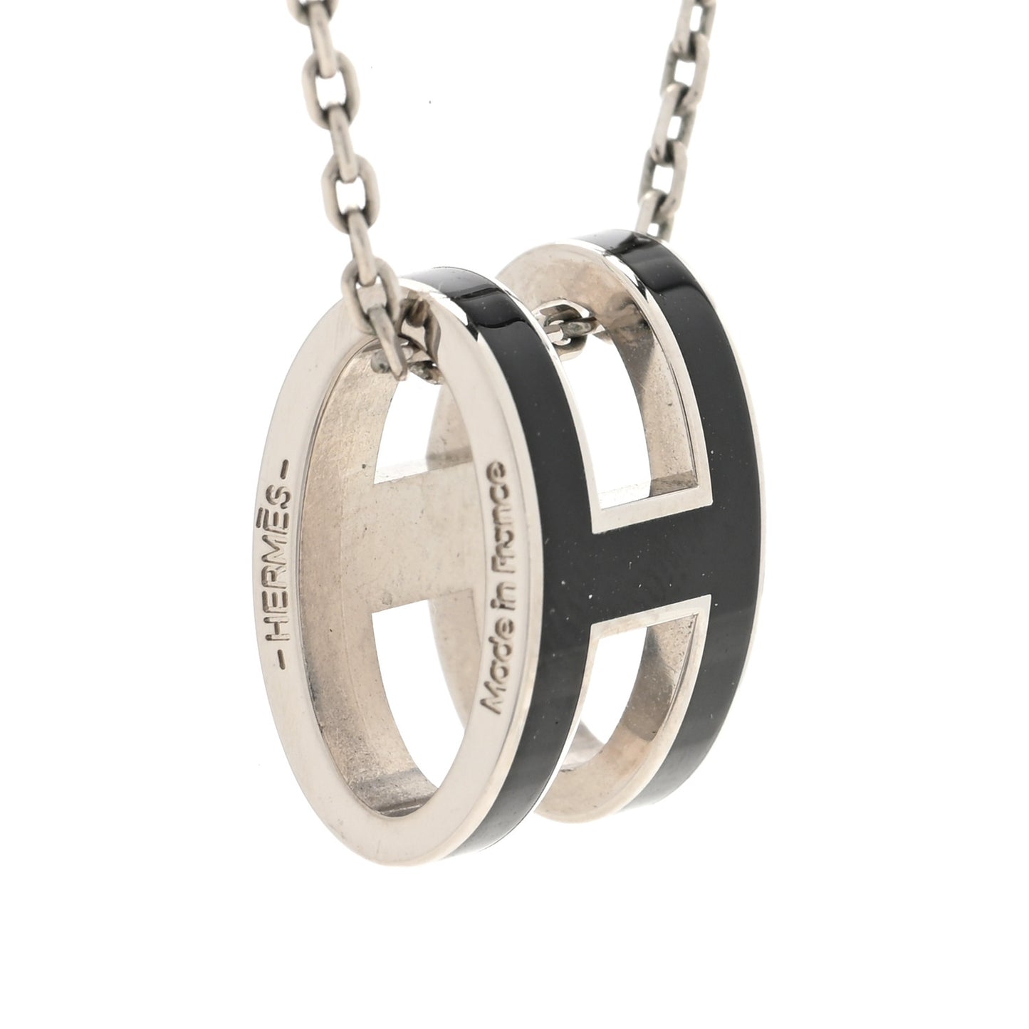 Lacquered Palladium Pop H Pendant Necklace Black