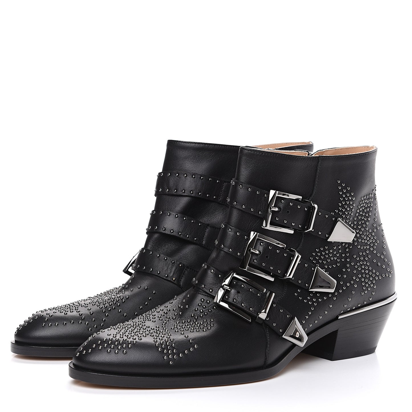 Nappa Sheepskin Studded Susanna Ankle Boots 37.5 Black