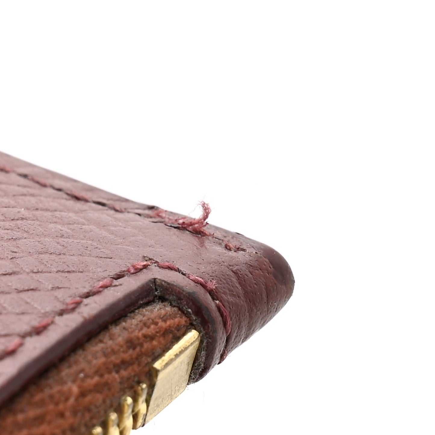 Grained Calfskin Zipped Card Holder Grenat