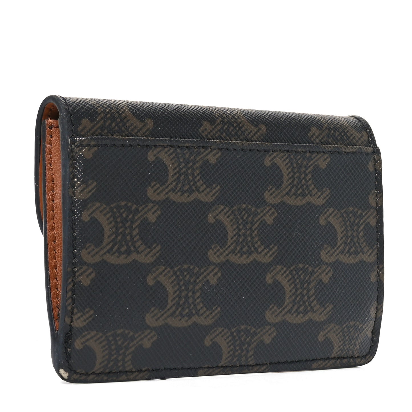 Triomphe Canvas Calfskin Flap Card Holder Tan