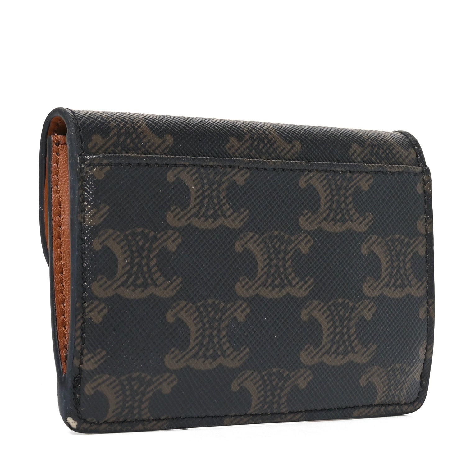 Celine Triomphe Canvas Calfskin Flap Card Holder Tan 3 of 6