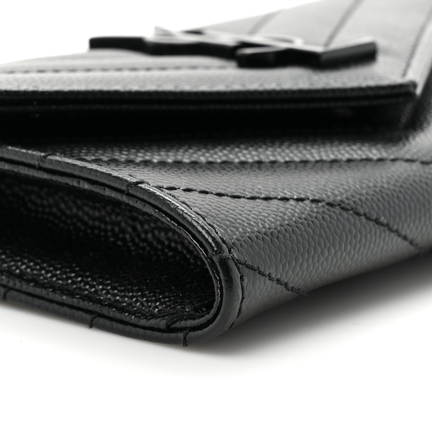 Grain De Poudre Matelasse Chevron Small Monochrome Monogram Envelope Wallet Black