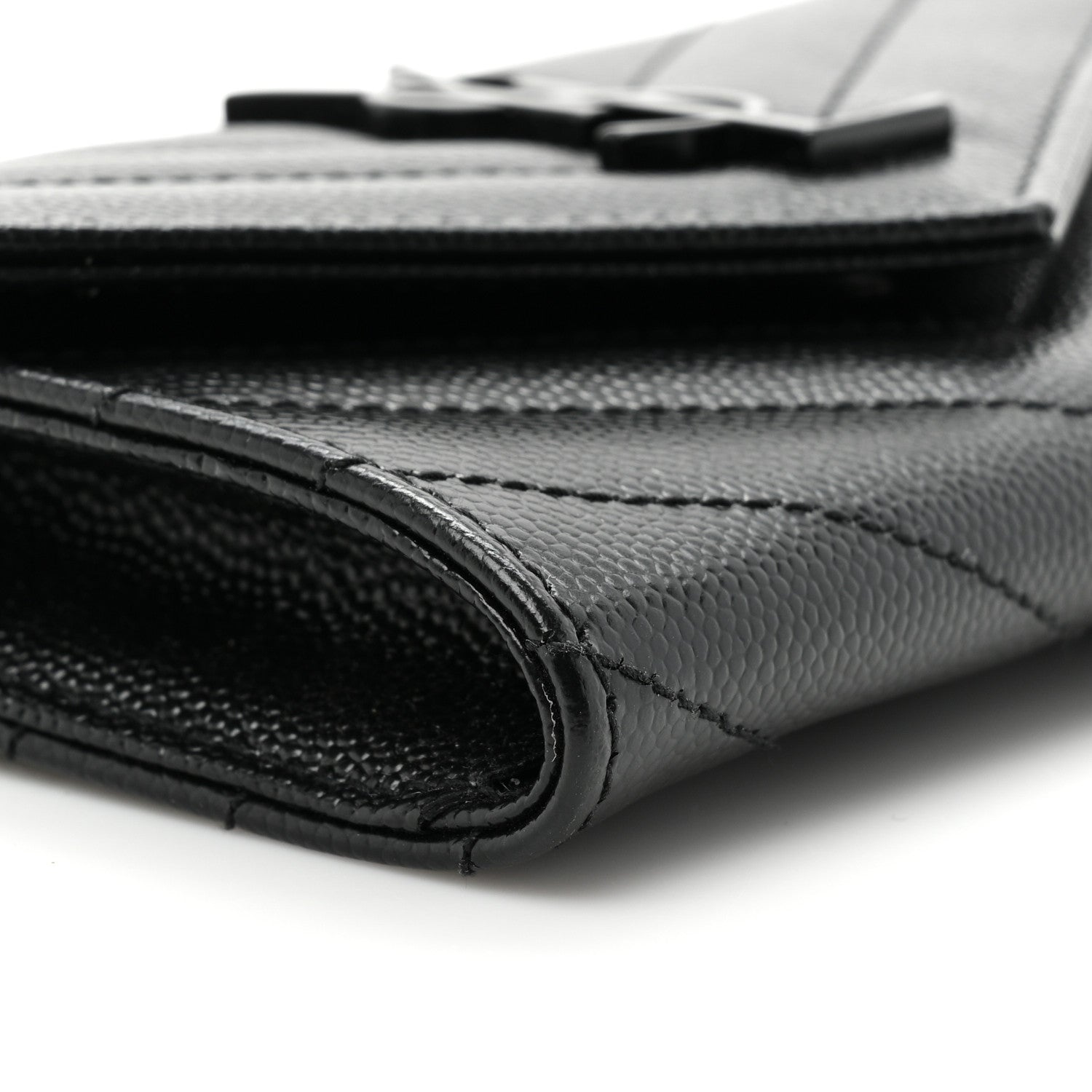 Saint Laurent Grain De Poudre Matelasse Chevron Small Monochrome Monogram Envelope Wallet Black 9 of 12