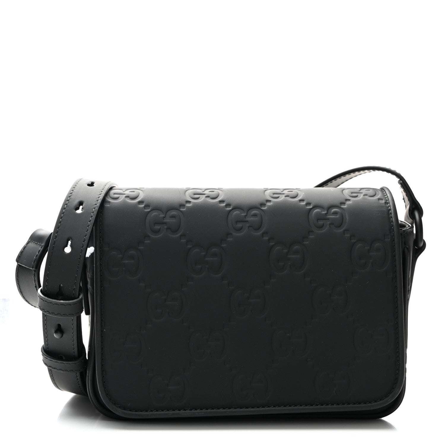 Gucci Rubber Effect Calfskin GG Mini Messenger Bag Black 1 of 10