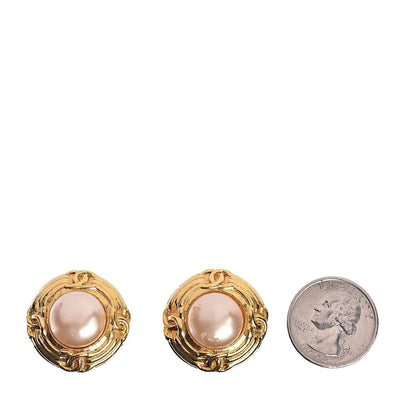 Chanel Pearl Clip On Earrings Gold 2 of 5