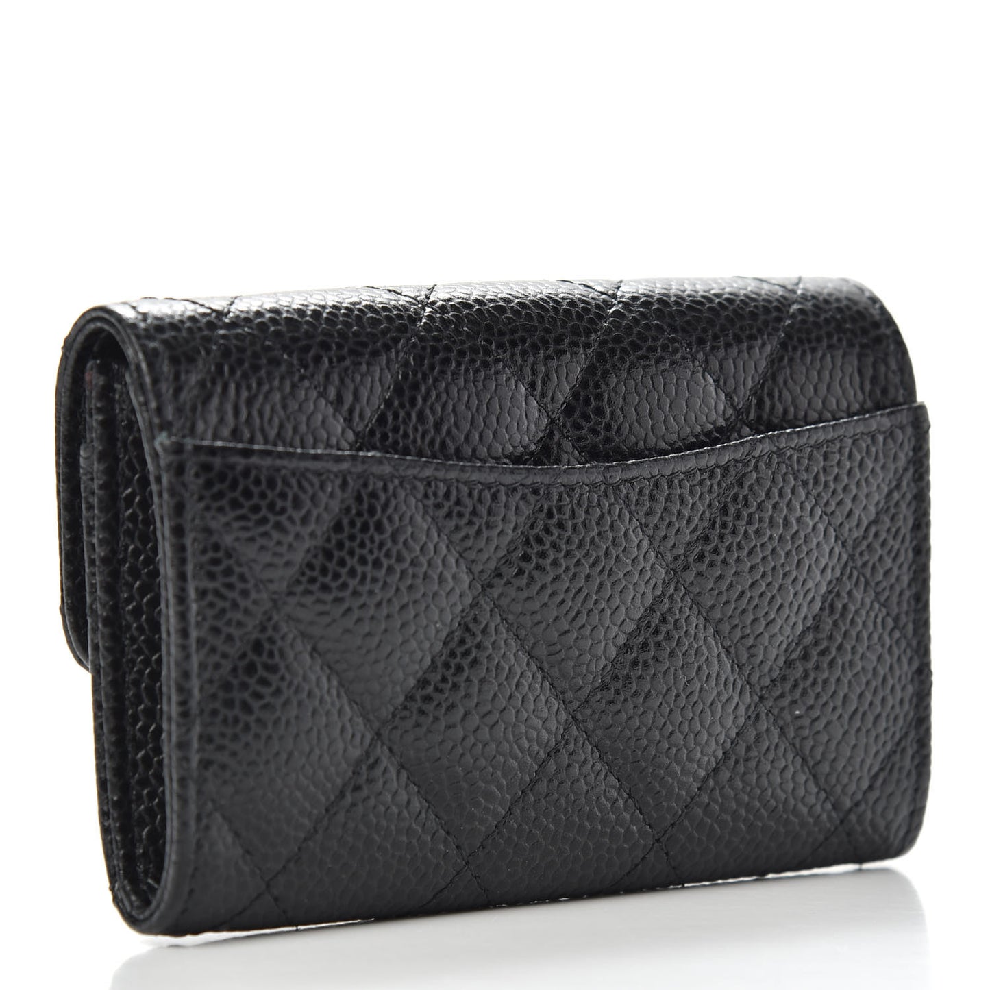Caviar Quilted Flap Card Holder Black