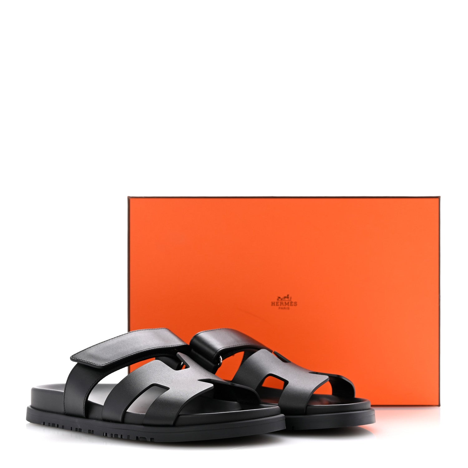 Hermes Calfskin Womens Chypre Sandals 38.5 Black 10 of 10