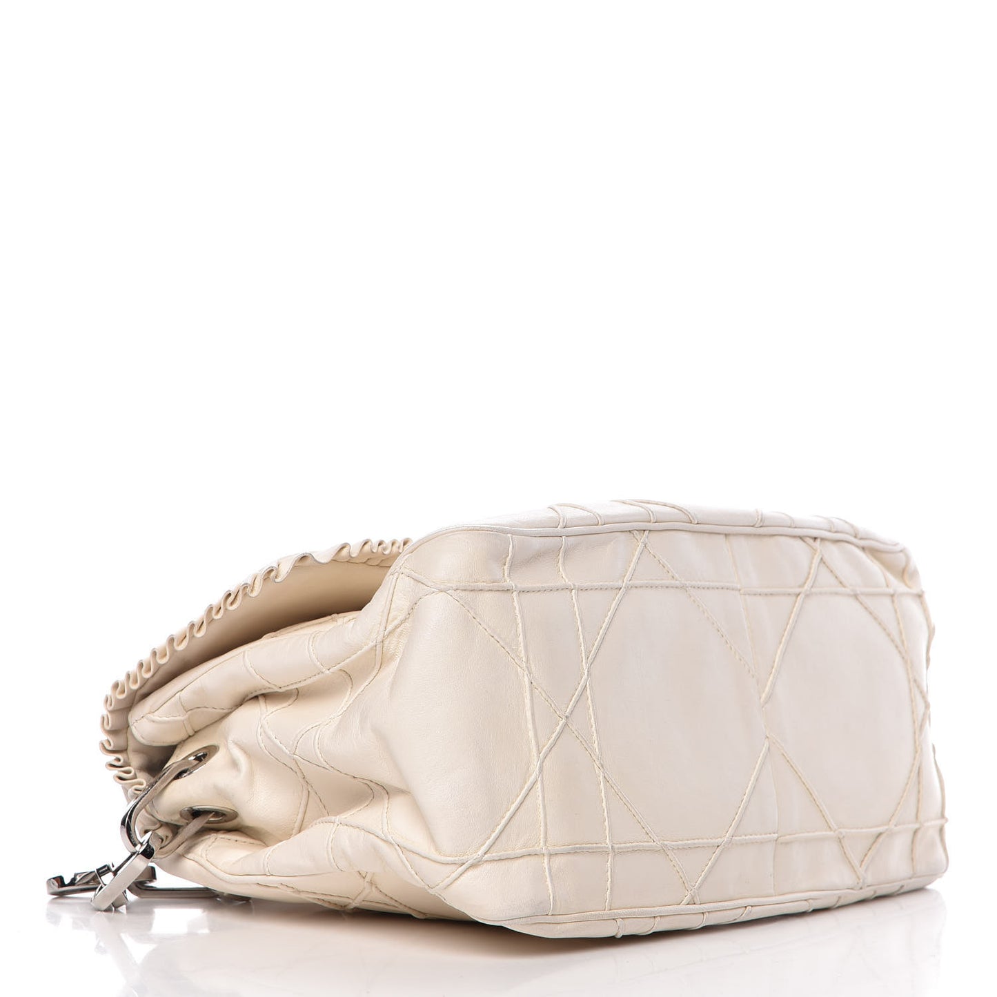 Calfskin Cannage Fringe Small Miss Dior Flap White