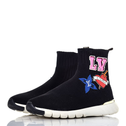 Louis Vuitton Stretch Fabric LV Black Heart Sock Sneaker 37.5 Black 3 of 7