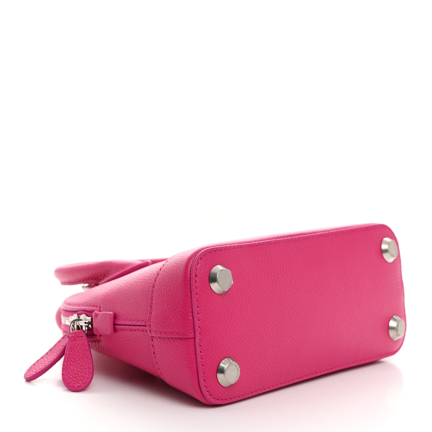Grained Calfskin Logo XXS Ville Top Handle Bag Violet White
