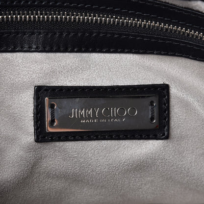 Jimmy Choo Waxed Snakeskin Chain Embellished Blare Tote Black 6 of 9