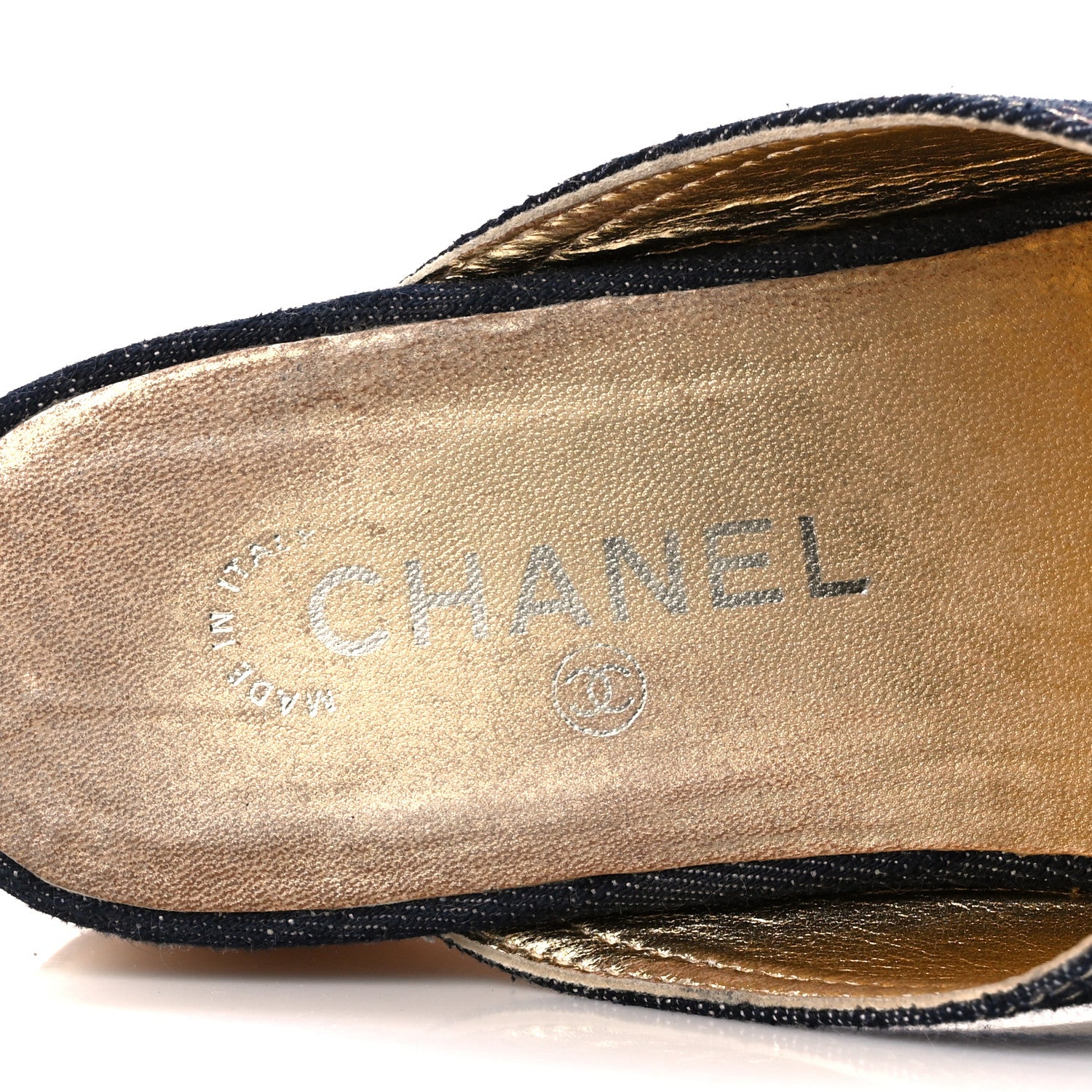 Chanel Denim Wooden CC Clogs 38 Dark Blue 9 of 10