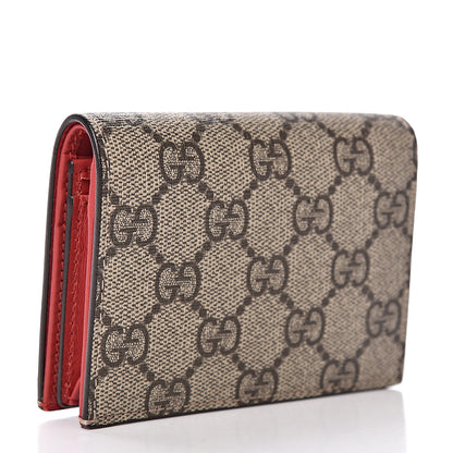 Gucci GG Supreme Monogram Bosco Patch Card Case Wallet Beige Malva Hibiscus Red 3 of 6