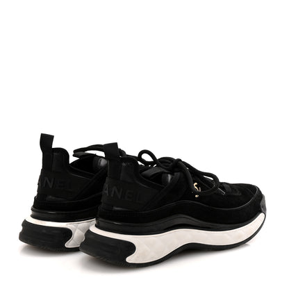 Chanel Suede Calfskin Nylon Grosgrain CC Sneakers 38.5 Black 4 of 11