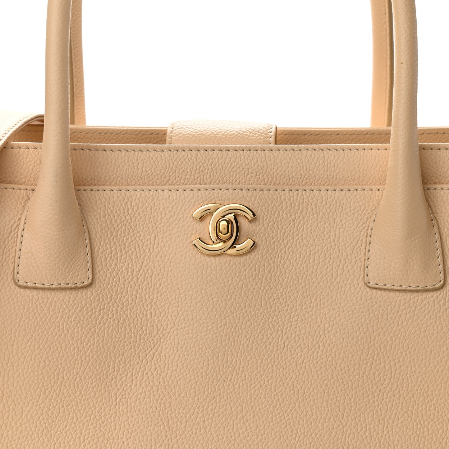 Calfskin Cerf Executive Shopper Tote Beige