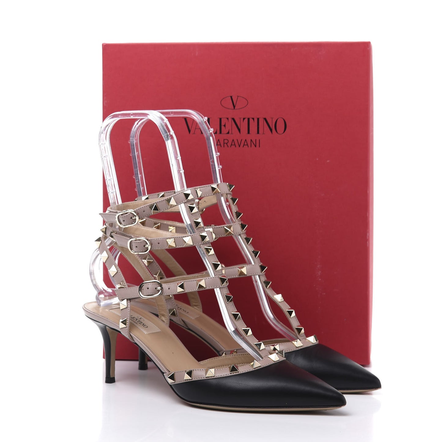 Nappa Rockstud Ankle Strap 65mm Pumps 39.5 Black Poudre