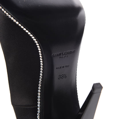 Saint Laurent Satin Crystal Embellished Freja 105 Pumps 38.5 Black 6 of 10