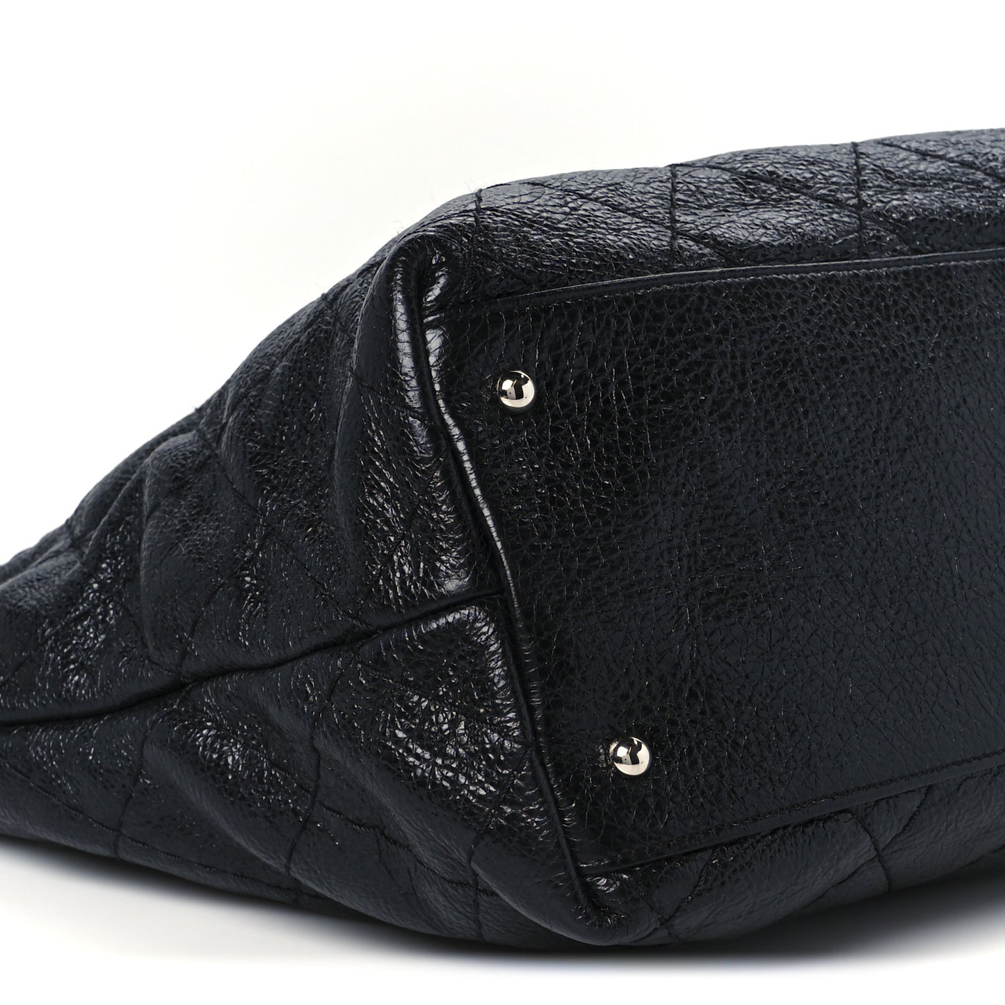 Glazed Calfskin Large On The Road Tote Black
