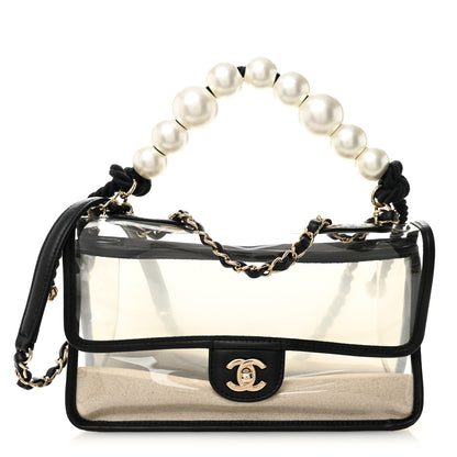 Chanel Lambskin PVC Sand By The Sea Flap With Pearl Strap Black 1 of 10