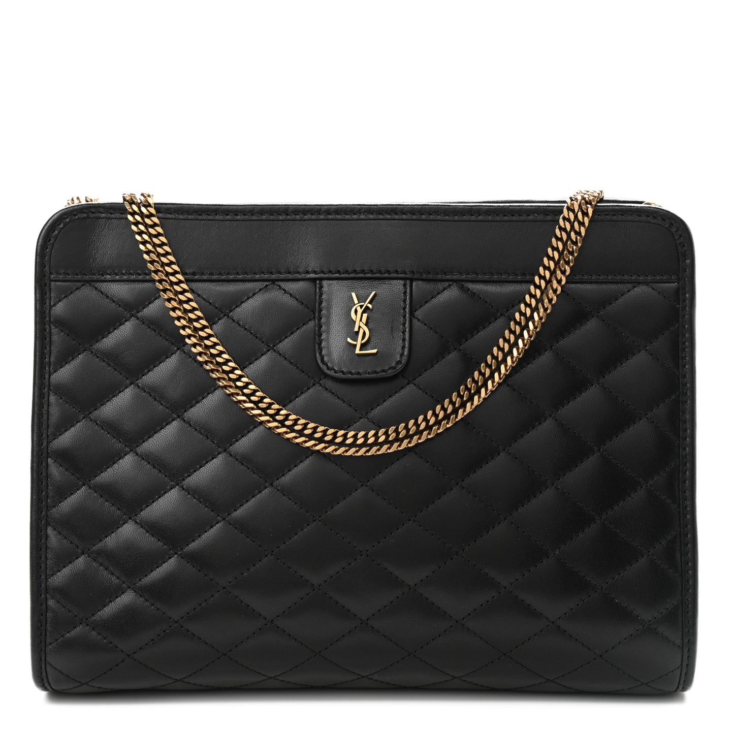 Lambskin Quilted Monogram Baby Victoire Chain Clutch Bag Black