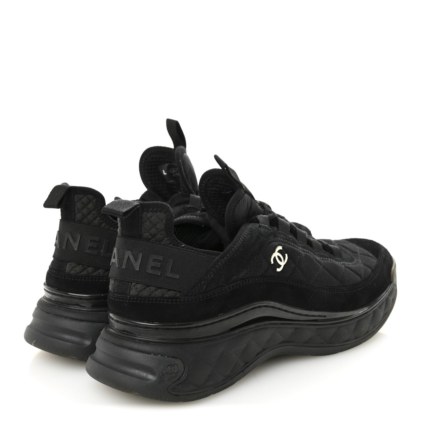 Suede Calfskin Mixed Fibers CC Sneakers 40.5 Black
