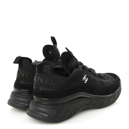Chanel Suede Calfskin Mixed Fibers CC Sneakers 40.5 Black 4 of 9