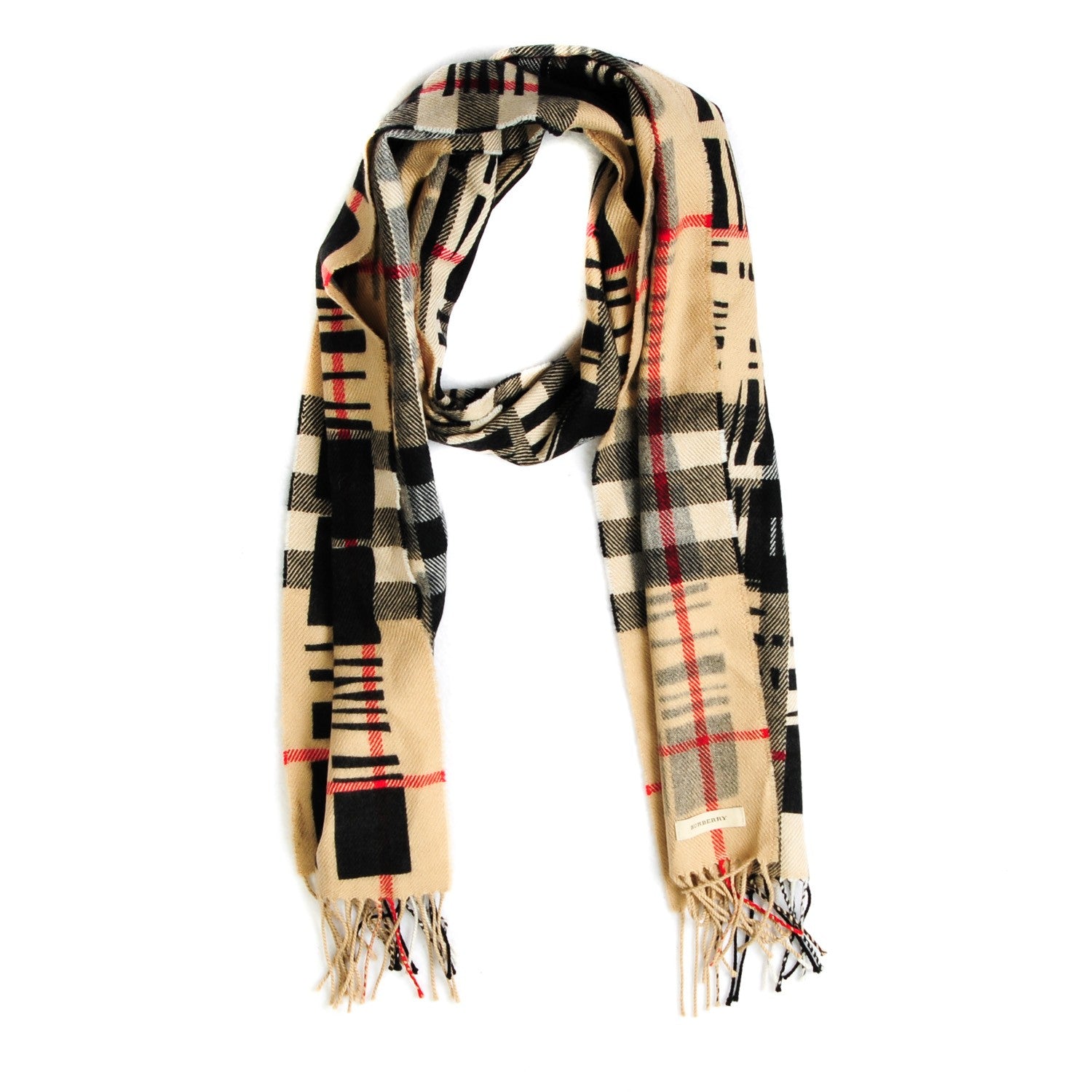 Burberry Merino Wool Check Printed Scarf Camel 1 of 6