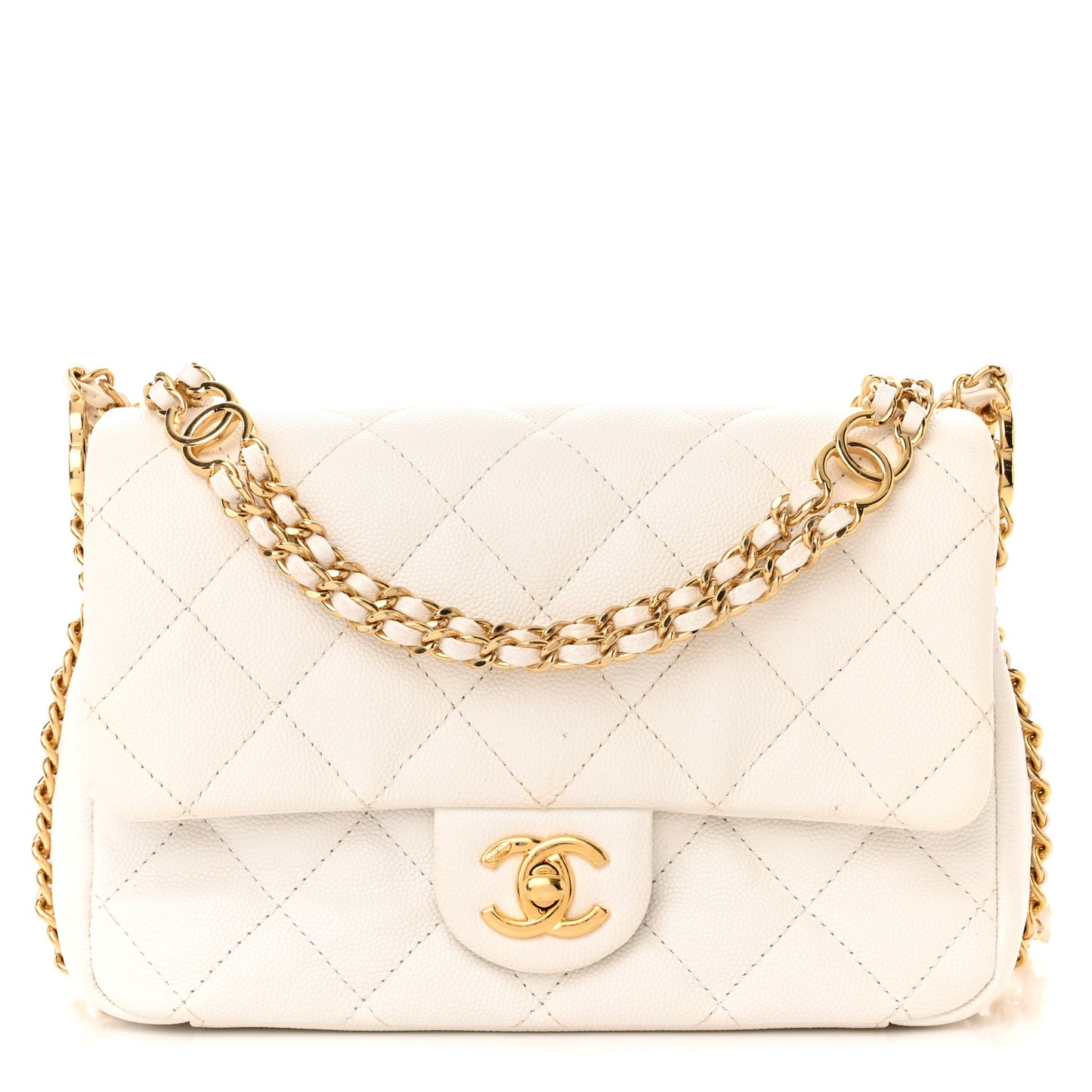 Caviar Quilted Mini CC You Flap White