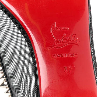 Christian Louboutin Glitter Fabric Mesh Spikes Galativi Flats 37 Black 6 of 9