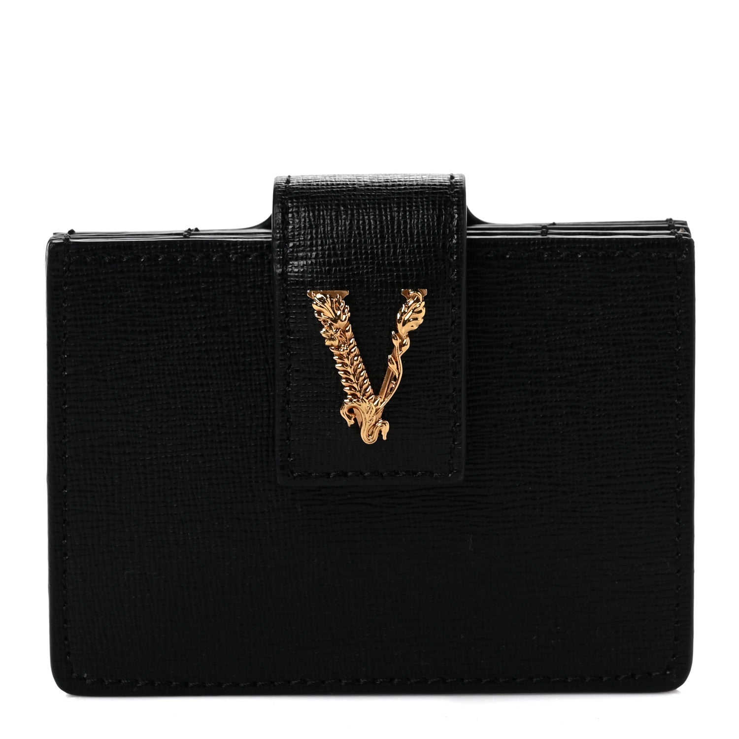 Versace Calfskin Virtus Gusset Wallet Black 1 of 6
