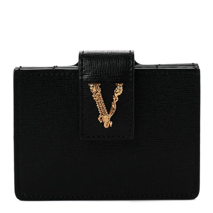Versace Calfskin Virtus Gusset Wallet Black 1 of 6