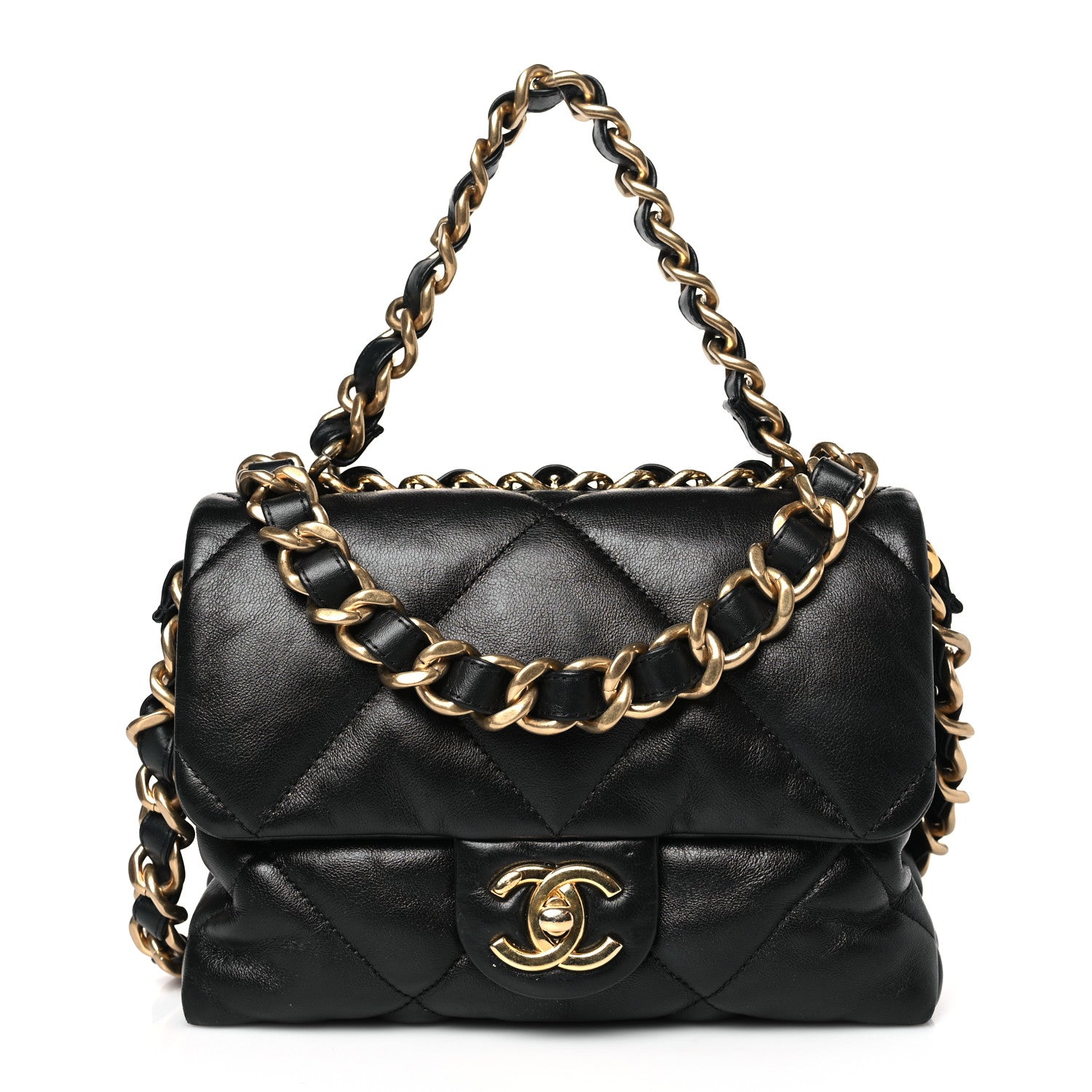 Chanel Lambskin Quilted Small Chain Top Handle Flap Black 1 of 10