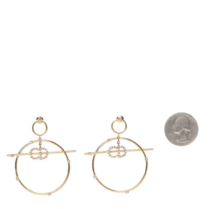 Christian Dior Crystal Hoop Earrings Gold 2 of 4