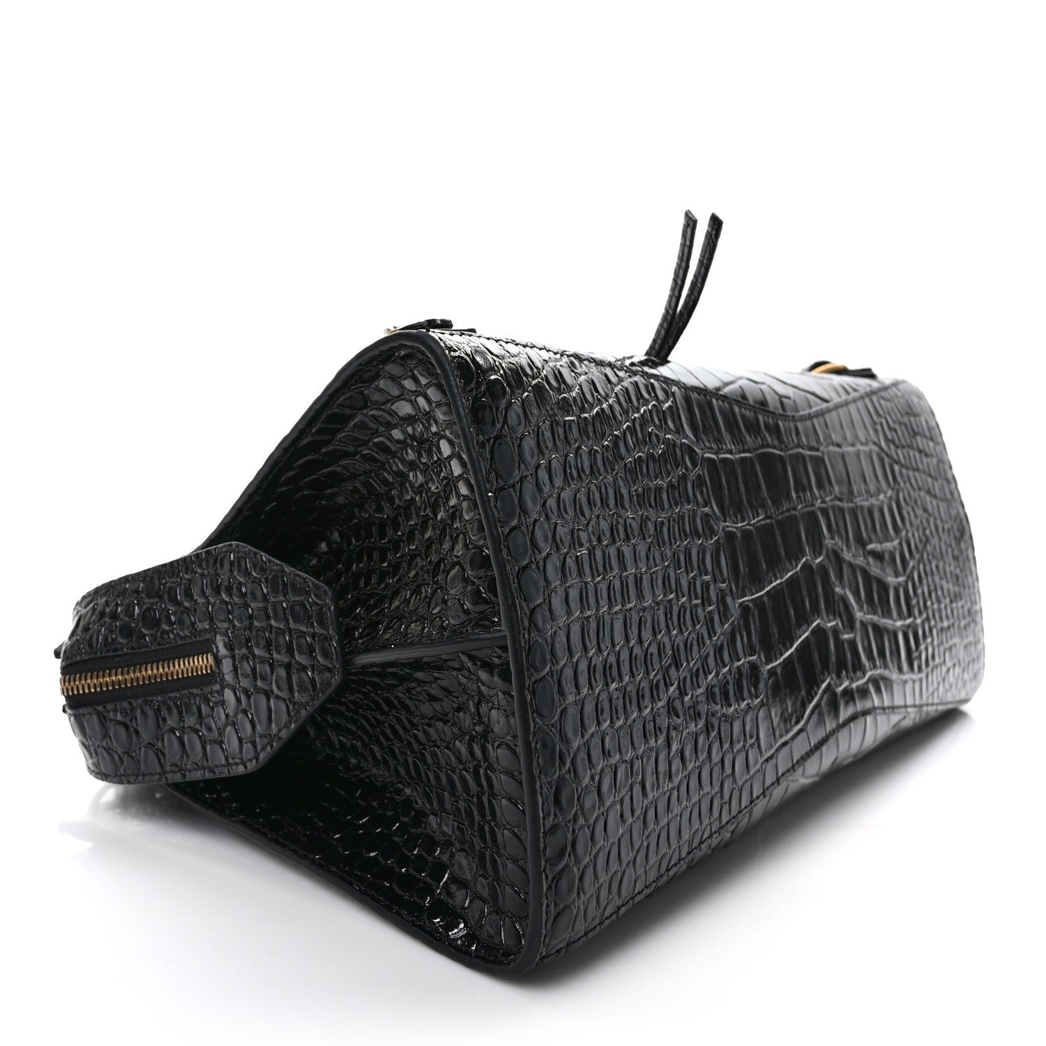 Balenciaga Shiny Supple Calfskin Crocodile Embossed Brass Hardware Neo Classic City Black 4 of 8