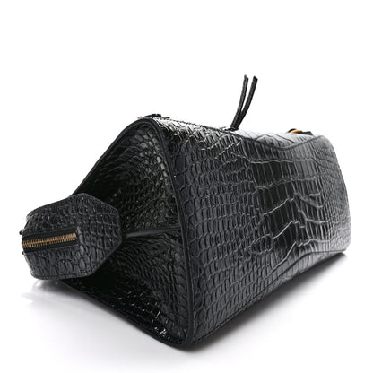 Balenciaga Shiny Supple Calfskin Crocodile Embossed Brass Hardware Neo Classic City Black 4 of 8