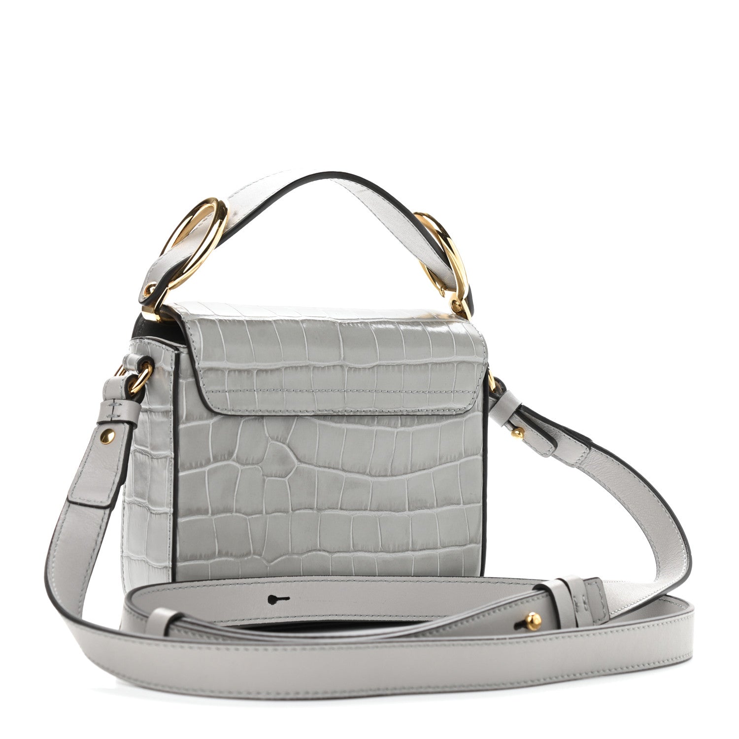 Chloe Crocodile Embossed Calfskin Mini C Double Carry Stormy Grey 3 of 10