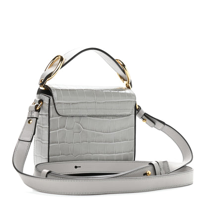 Chloe Crocodile Embossed Calfskin Mini C Double Carry Stormy Grey 3 of 10