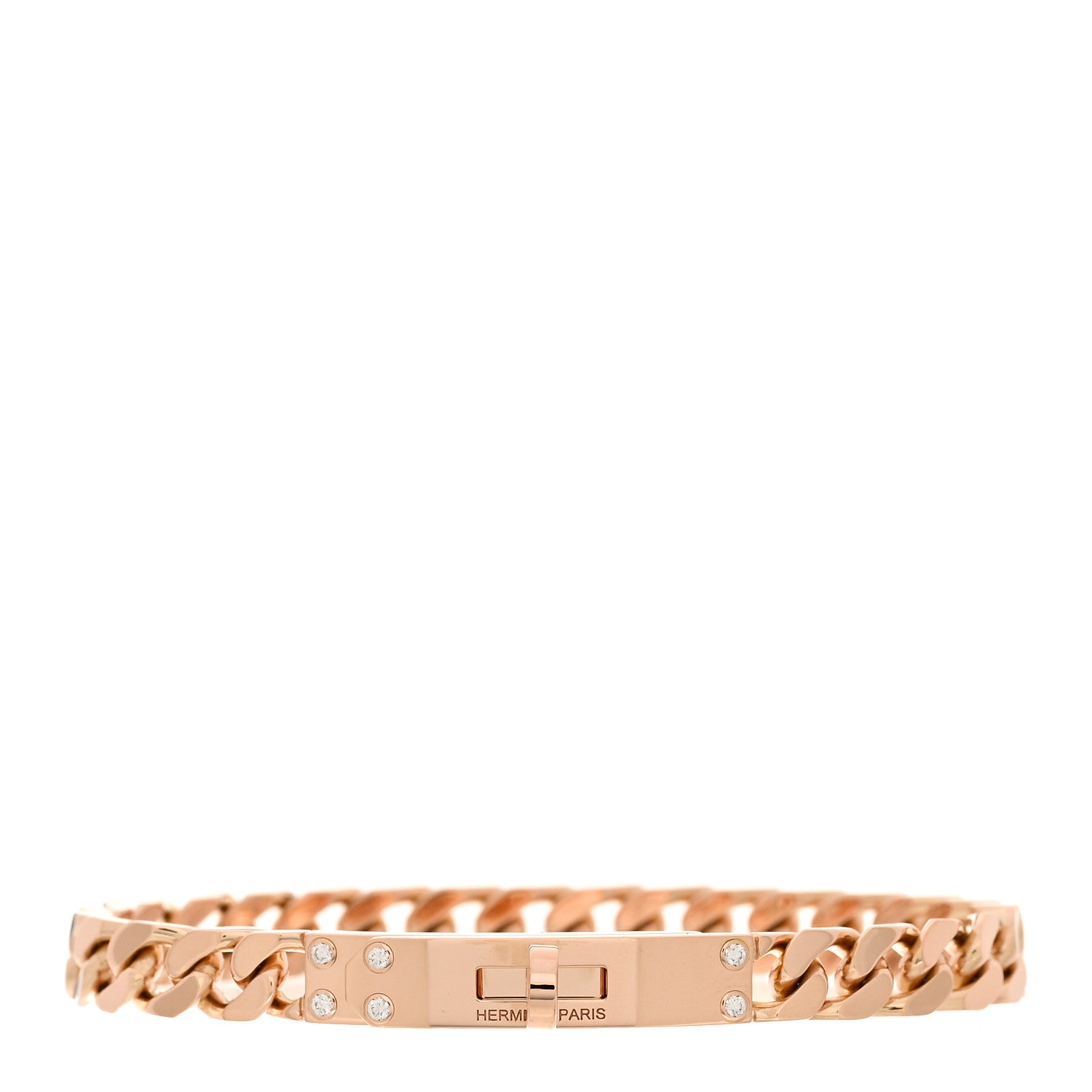 Hermes 18K Rose Gold Diamond PM Kelly Chaine Bracelet SH 1 of 4