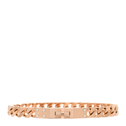 Hermes 18K Rose Gold Diamond PM Kelly Chaine Bracelet SH 1 of 4