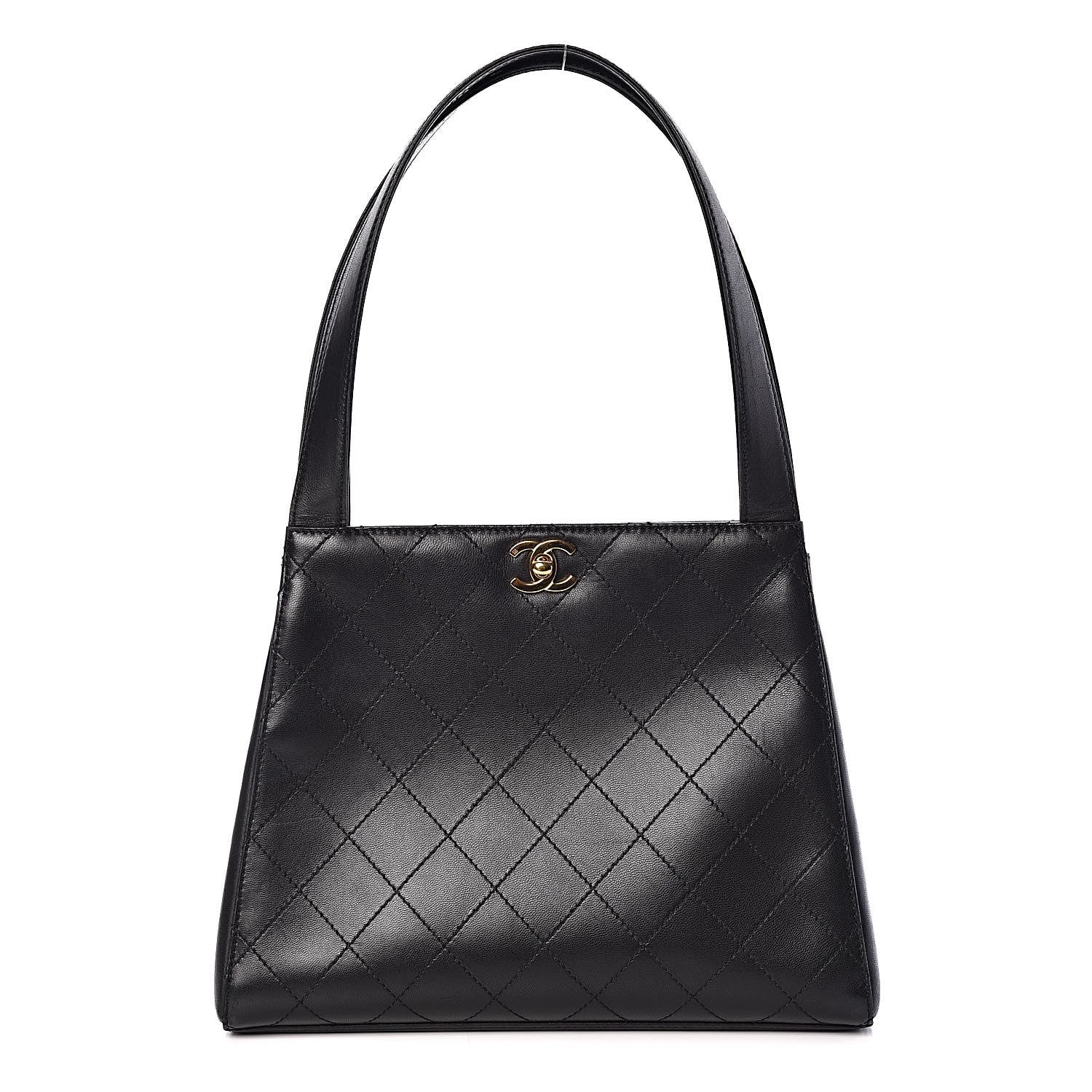 Chanel Lambskin Stitched Shoulder Bag Black 1 of 10