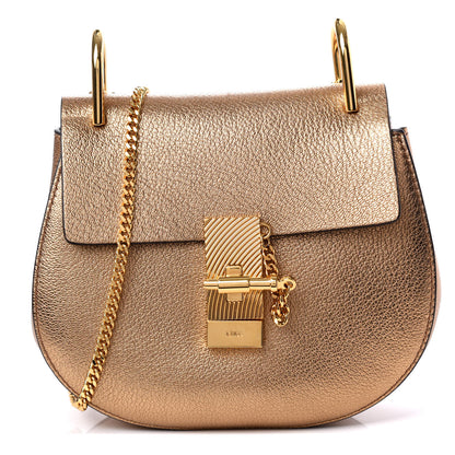Chloe Metallic Goatskin Mini Drew Shoulder Bag Gold 1 of 9