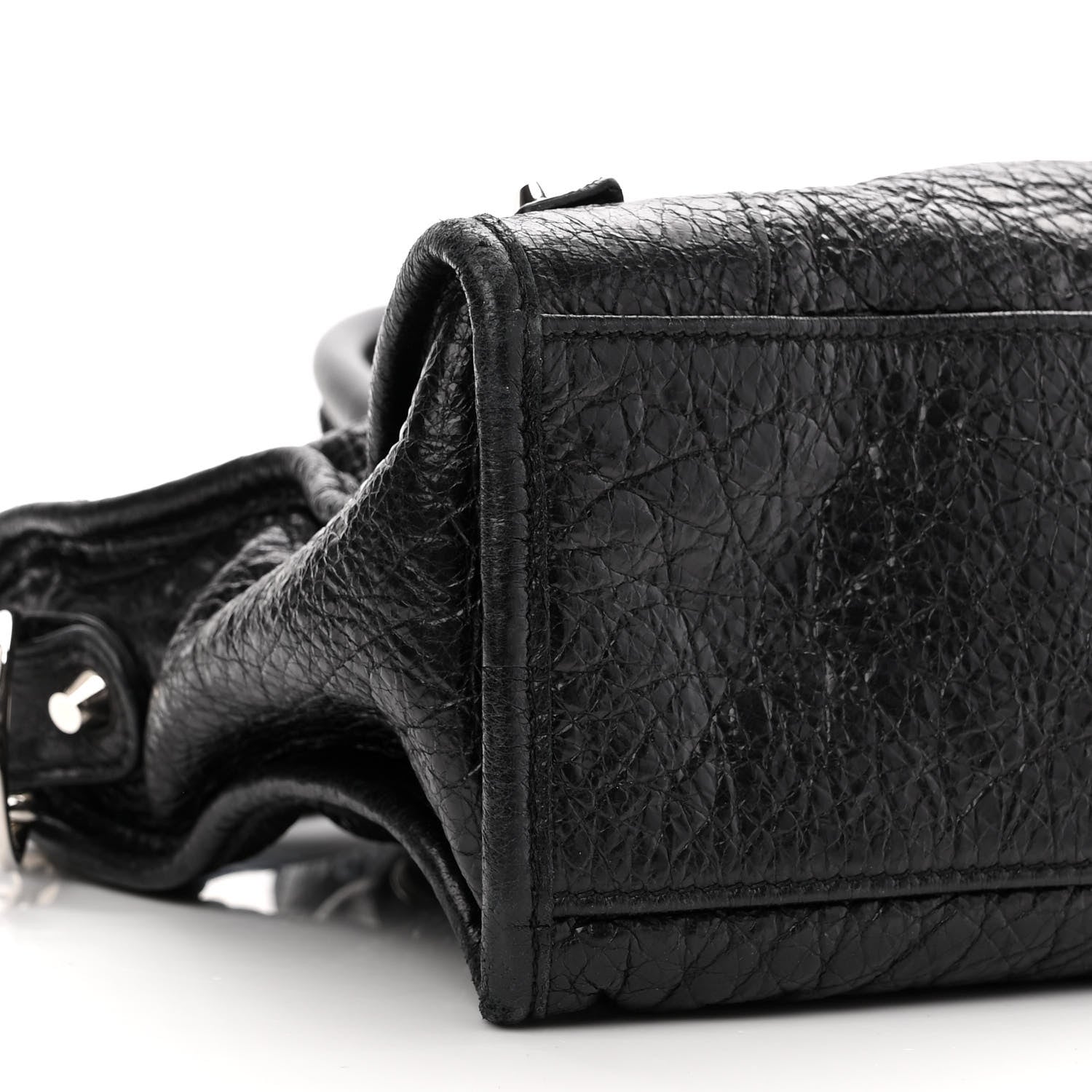 Balenciaga Agneau Classic Silver Hardware S City Logo Strap Black White 9 of 10