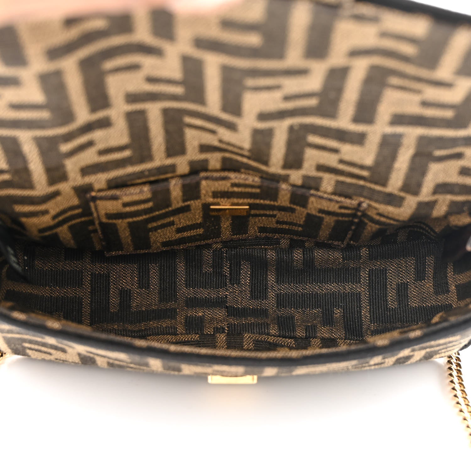 Fendi Fabric Jacquard FF 1974 Mini Baguette Tobacco Moro Black 5 of 13