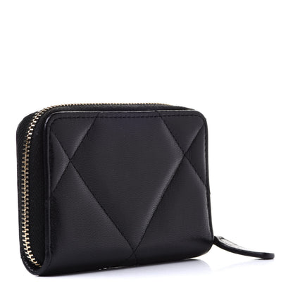 Chanel Lambskin Quilted Chanel 19 Zip Around Coin Purse Wallet Black 3 of 8