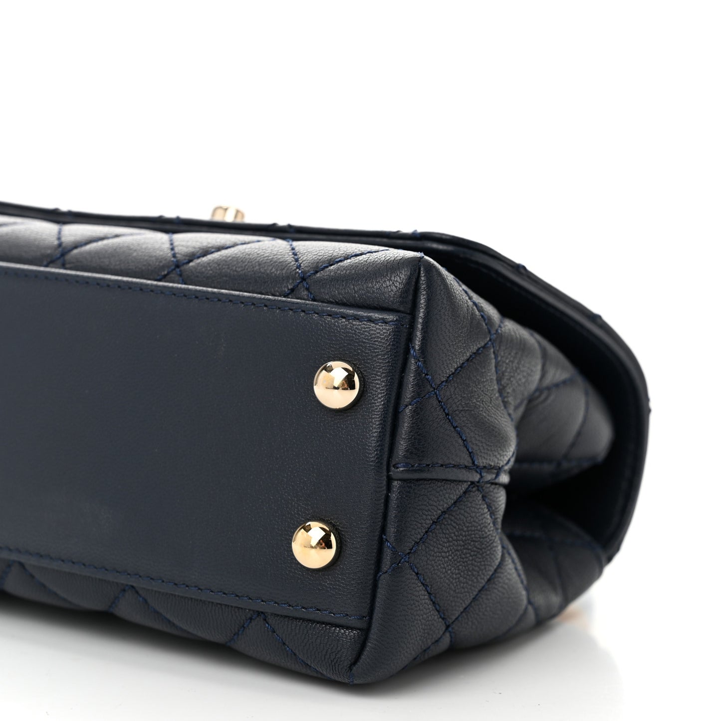 Goatskin Quilted Extra Mini Rainbow Coco Handle Flap Navy Blue