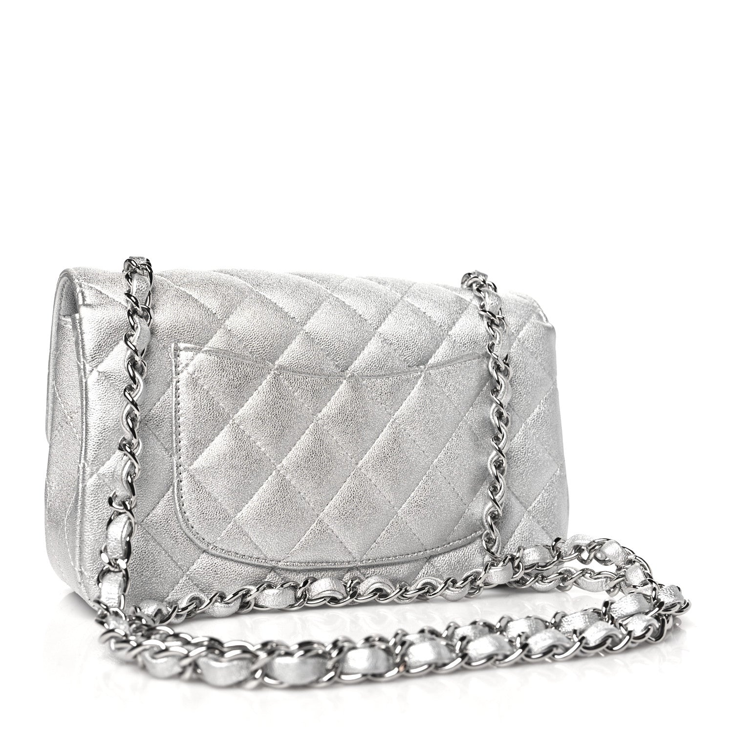 Chanel Metallic Lambskin Quilted Mini Rectangular Flap Silver 3 of 11