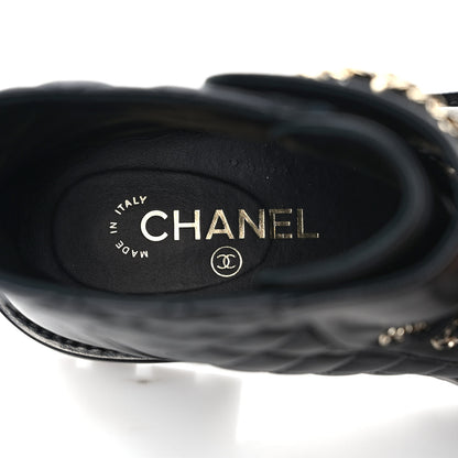 Chanel Shiny Calfskin Quilted Lace Up Combat Boots 41 Black 7 of 9